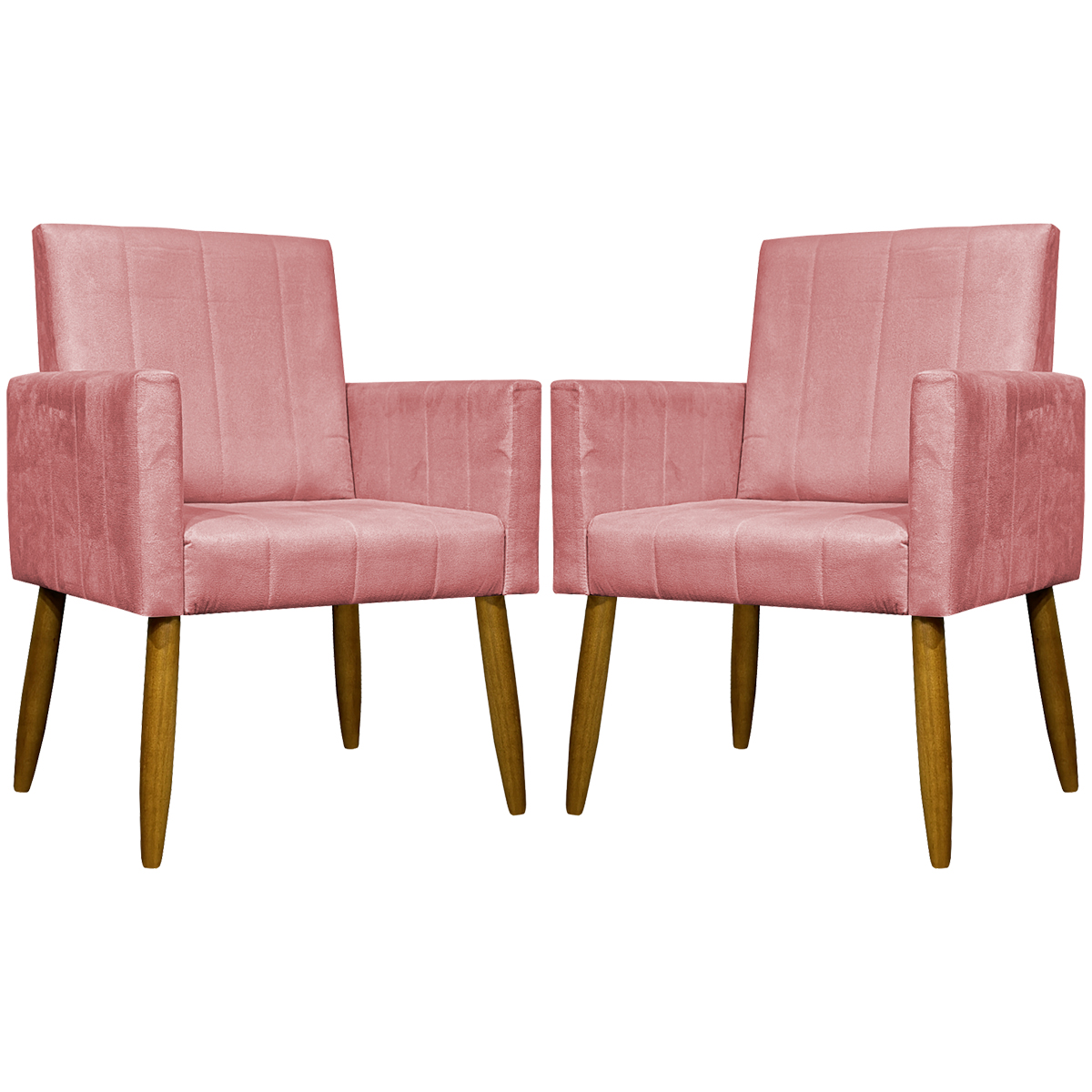 Kit 2 Poltronas Decorativa Para Sala Recepção Manicure Escritório Cadeira Mari Suede Rosê