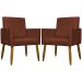 Kit 2 Poltronas Decorativa Para Sala Recepção Manicure Escritório Cadeira Mari Suede Terracota