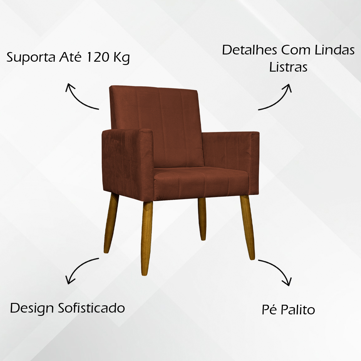 Kit 2 Poltronas Decorativa Para Sala Recepção Manicure Escritório Cadeira Mari Suede Terracota