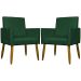 Kit 2 Poltronas Decorativa Para Sala Recepção Manicure Escritório Cadeira Mari Suede Verde