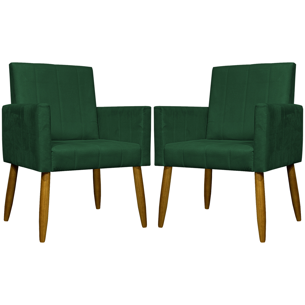 Kit 2 Poltronas Decorativa Para Sala Recepção Manicure Escritório Cadeira Mari Suede Verde