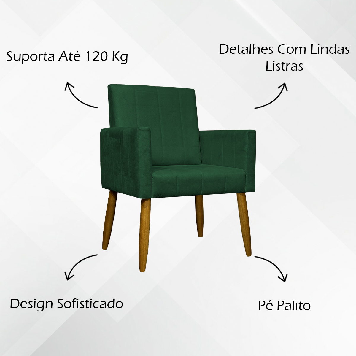 Kit 2 Poltronas Decorativa Para Sala Recepção Manicure Escritório Cadeira Mari Suede Verde