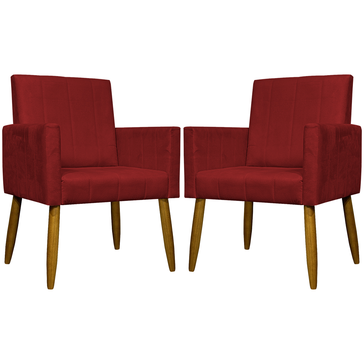 Kit 2 Poltronas Decorativa Para Sala Recepção Manicure Escritório Cadeira Mari Suede Vermelho