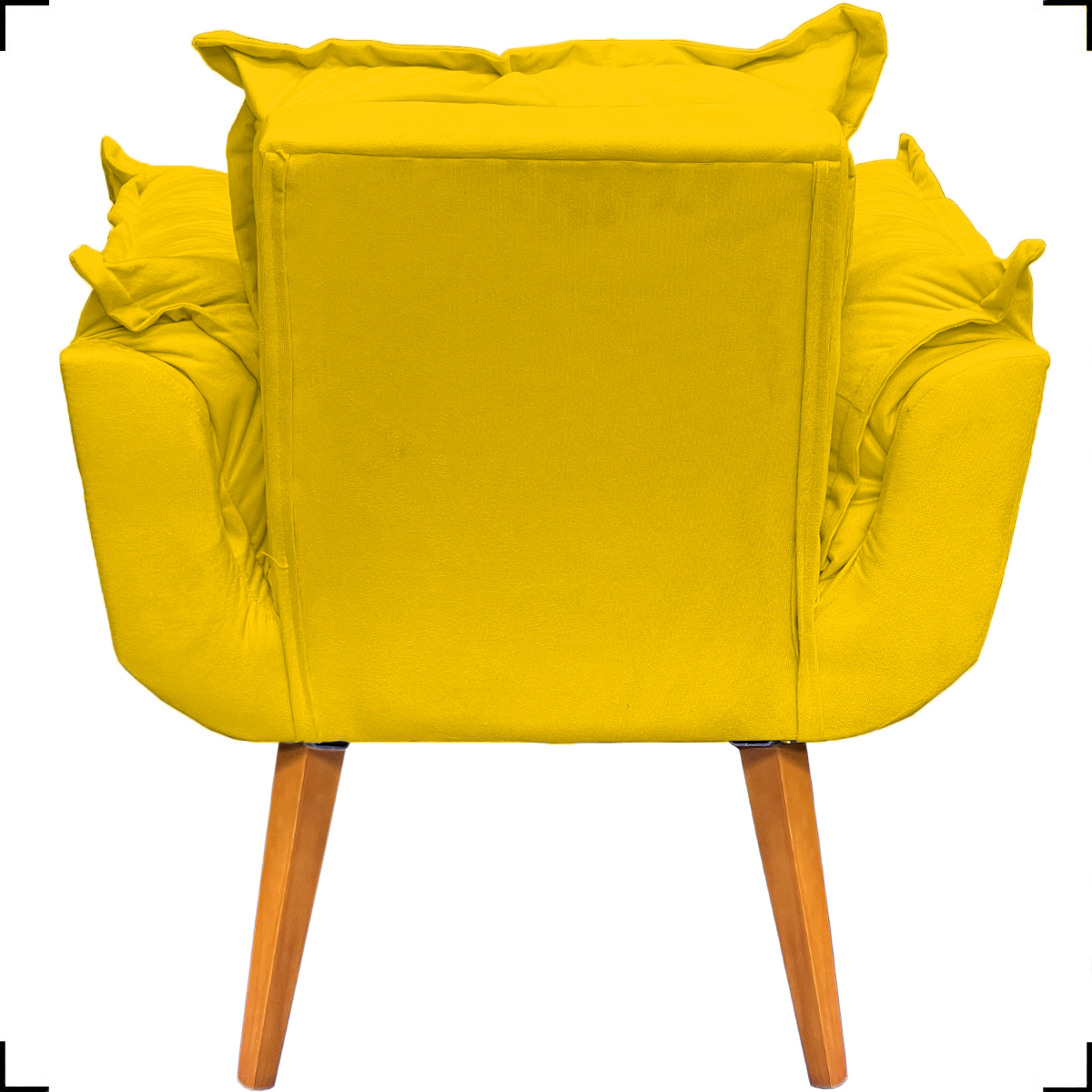 Kit 2 Poltronas Decorativa Para Sala Recepção Manicure e 2 Puffs Para Quarto Penteadeira Alice Suede Amarelo