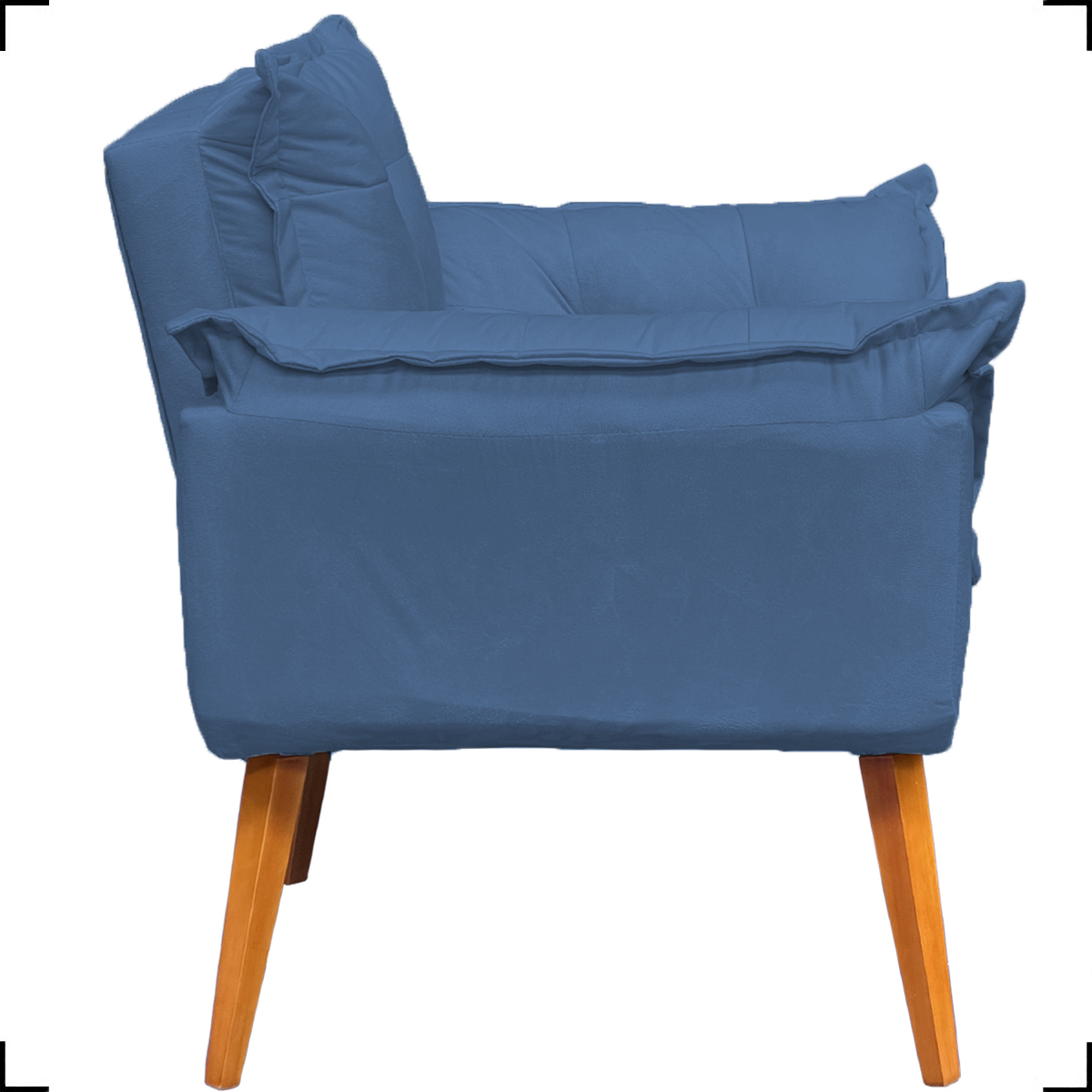 Kit 2 Poltronas Decorativa Para Sala Recepção Manicure e 2 Puffs Para Quarto Penteadeira Alice Suede Azul Marinho