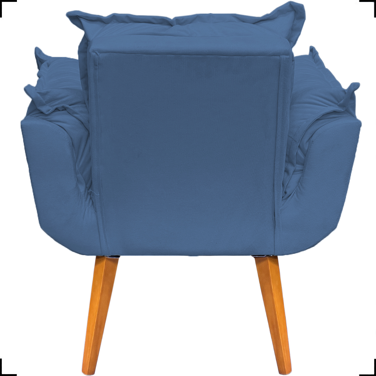 Kit 2 Poltronas Decorativa Para Sala Recepção Manicure e 2 Puffs Para Quarto Penteadeira Alice Suede Azul Marinho