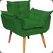 Kit 2 Poltronas Decorativa Para Sala Recepção Manicure e 2 Puffs Para Quarto Penteadeira Alice Suede Verde