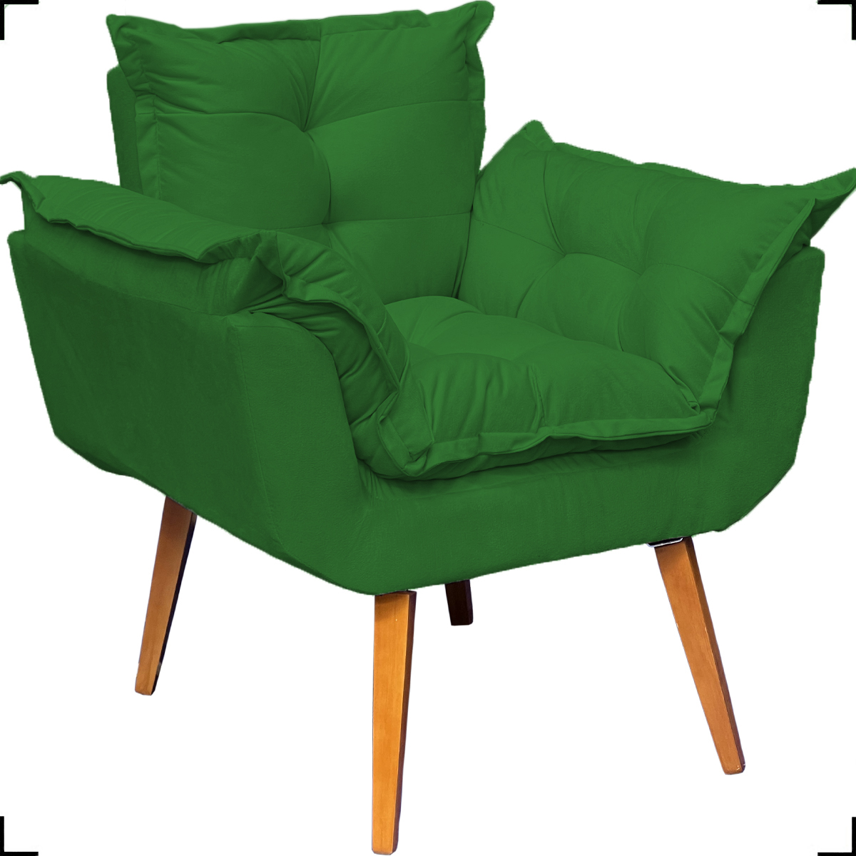 Kit 2 Poltronas Decorativa Para Sala Recepção Manicure e 2 Puffs Para Quarto Penteadeira Alice Suede Verde