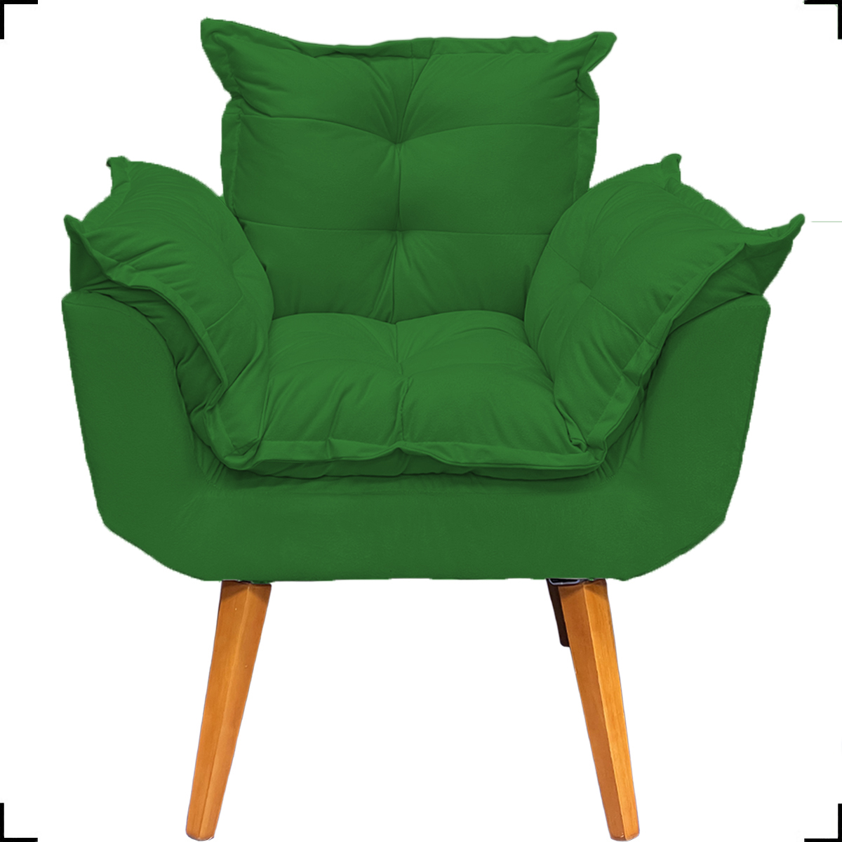 Kit 2 Poltronas Decorativa Para Sala Recepção Manicure e 2 Puffs Para Quarto Penteadeira Alice Suede Verde