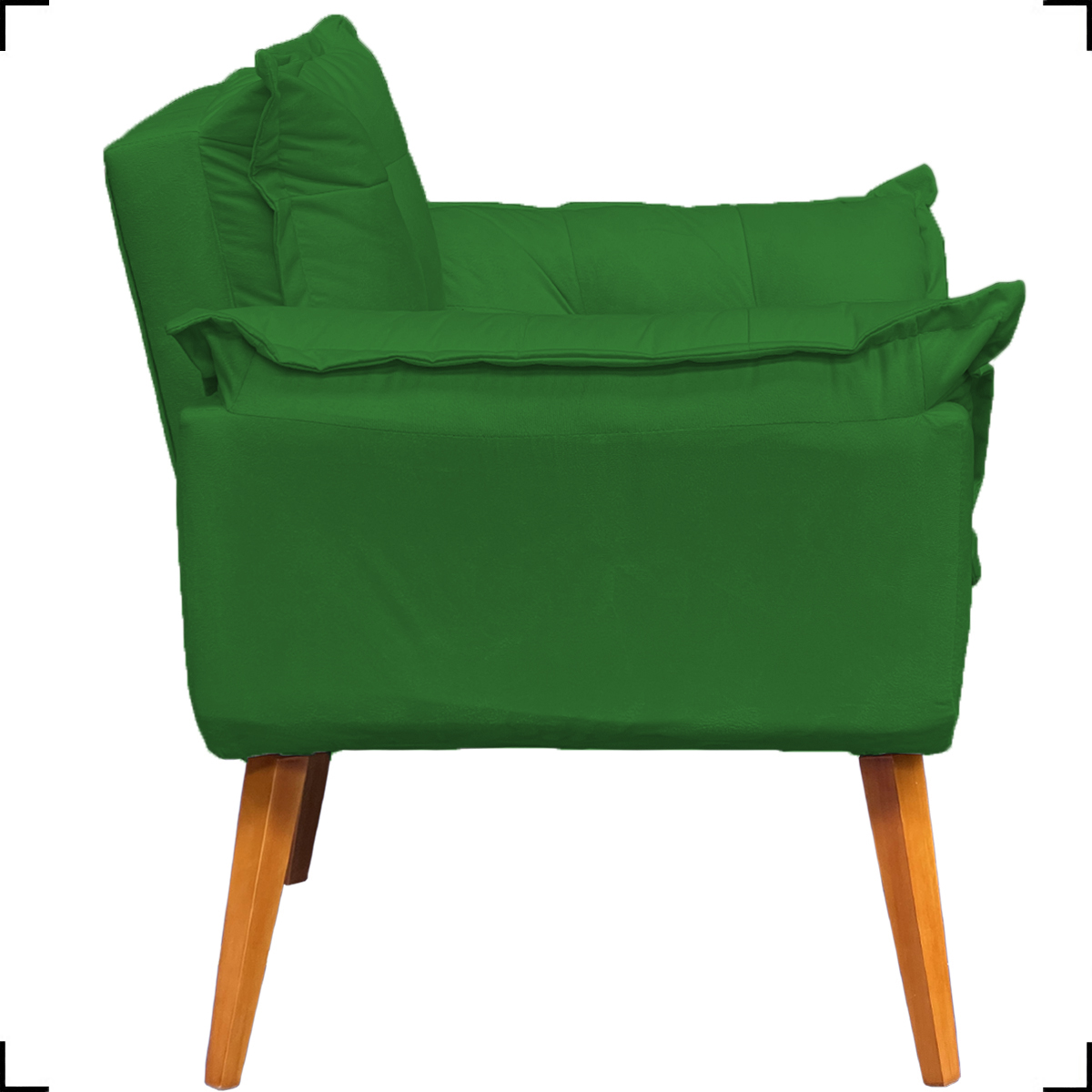 Kit 2 Poltronas Decorativa Para Sala Recepção Manicure e 2 Puffs Para Quarto Penteadeira Alice Suede Verde