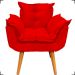 Kit 2 Poltronas Decorativa Para Sala Recepção Manicure e 2 Puffs Para Quarto Penteadeira Alice Suede Vermelho