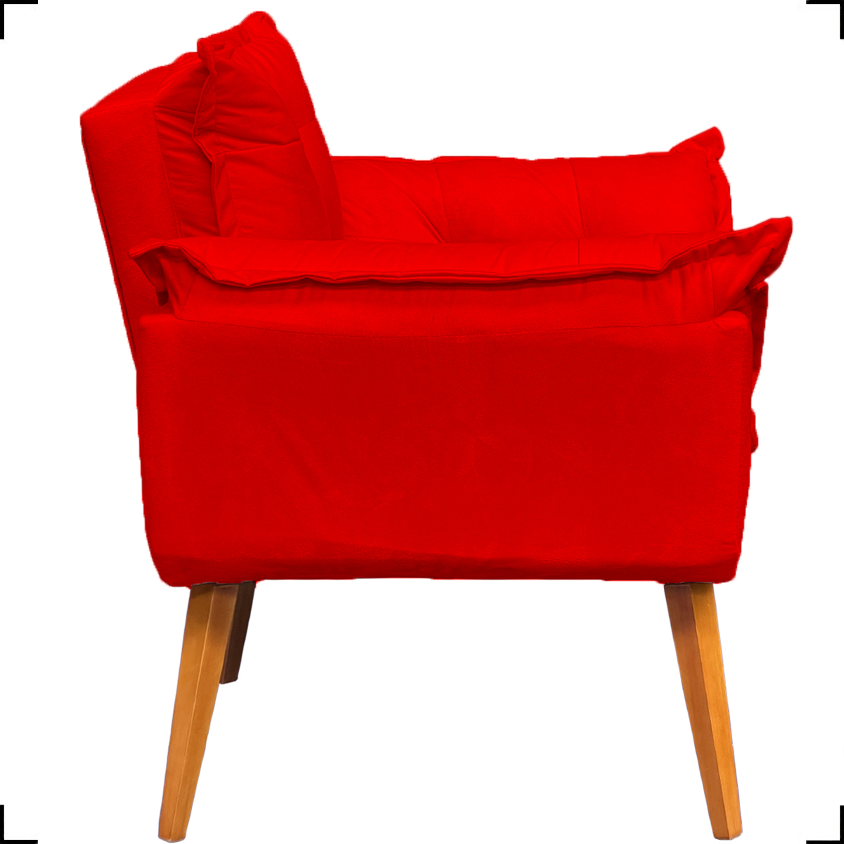 Kit 2 Poltronas Decorativa Para Sala Recepção Manicure e 2 Puffs Para Quarto Penteadeira Alice Suede Vermelho