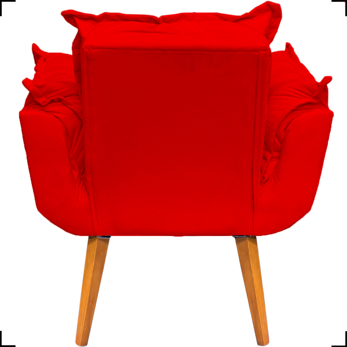Kit 2 Poltronas Decorativa Para Sala Recepção Manicure e 2 Puffs Para Quarto Penteadeira Alice Suede Vermelho