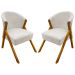 Kit 2 Poltronas Decorativa Para Sala Recepção You Bouclé Premium Bege Braça Amadeirada