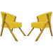 Kit 2 Poltronas Decorativa Para Sala Recepção You Suede Amarelo Braça Amadeirada