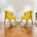 Kit 2 Poltronas Decorativa Para Sala Recepção You Suede Amarelo Braça Amadeirada