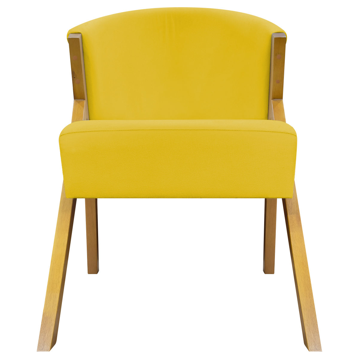 Kit 2 Poltronas Decorativa Para Sala Recepção You Suede Amarelo Braça Amadeirada