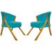 Kit 2 Poltronas Decorativa Para Sala Recepção You Suede Azul Turquesa Braça Amadeirada