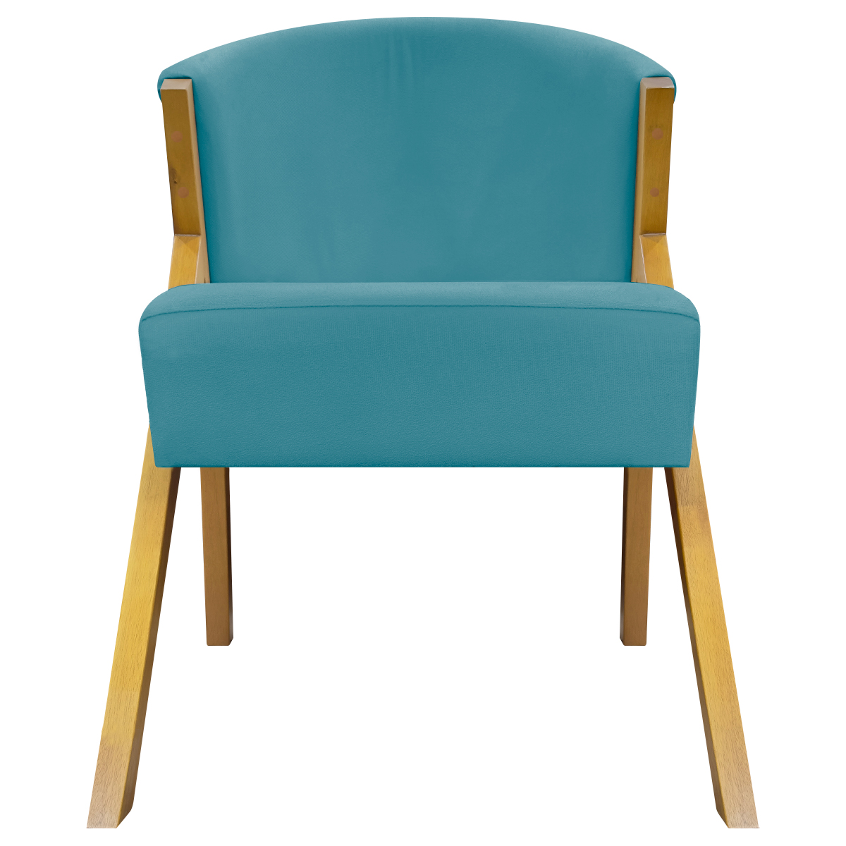Kit 2 Poltronas Decorativa Para Sala Recepção You Suede Azul Turquesa Braça Amadeirada