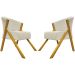 Kit 2 Poltronas Decorativa Para Sala Recepção You Suede Bege Braça Amadeirada