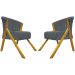 Kit 2 Poltronas Decorativa Para Sala Recepção You Suede Cinza Braça Amadeirada