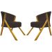 Kit 2 Poltronas Decorativa Para Sala Recepção You Suede Marrom Braça Amadeirada