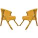 Kit 2 Poltronas Decorativa Para Sala Recepção You Suede Mostarda Braça Amadeirada