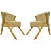 Kit 2 Poltronas Decorativa Para Sala Recepção You Suede Nude Braça Amadeirada