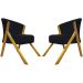 Kit 2 Poltronas Decorativa Para Sala Recepção You Suede Preto Braça Amadeirada