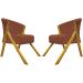 Kit 2 Poltronas Decorativa Para Sala Recepção You Suede Terracota Braça Amadeirada