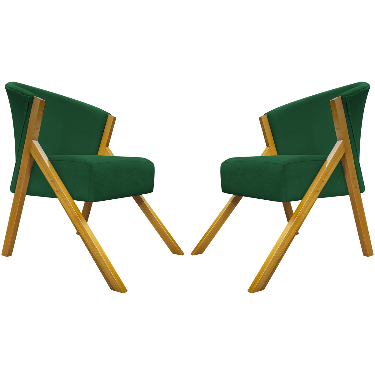 Kit 2 Poltronas Decorativa Para Sala Recepção You Suede Verde Braça Amadeirada