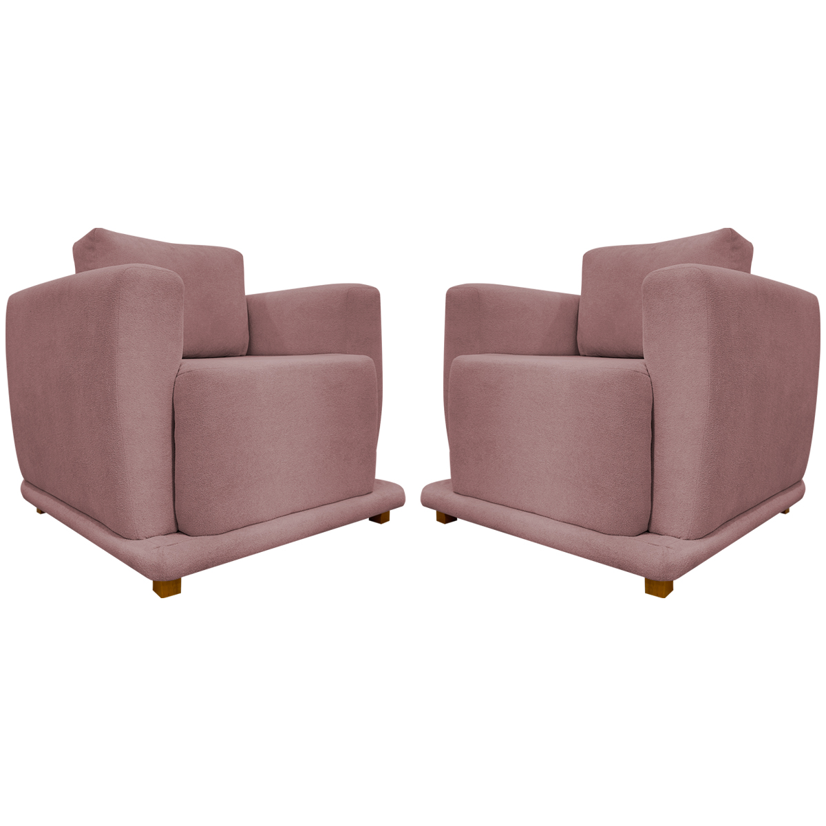 Kit 2 Poltronas Decorativas Bridge Para Sala Luxo Confortável Reforçadas Bouclé Azaleia Premium