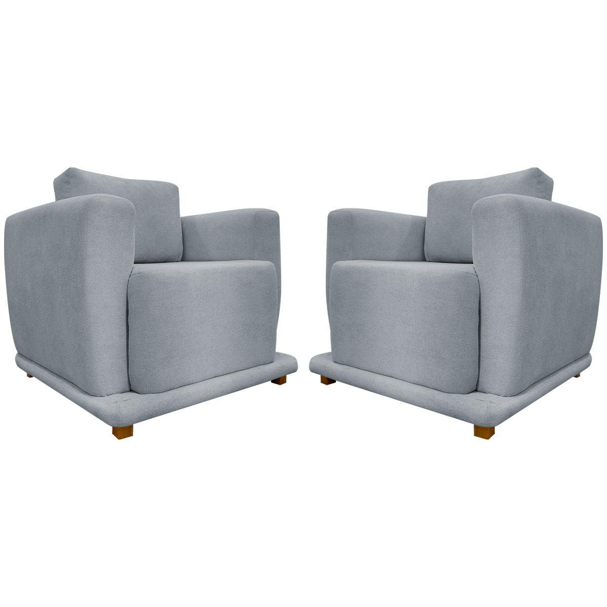 Kit 2 Poltronas Decorativas Bridge Para Sala Luxo Confortável Reforçadas Bouclé Concreto Premium