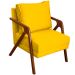 Kit 2 Poltronas Decorativas Confortáveis Para Sala Shine Suede Amarelo Pé Castanho - Clique E Decore