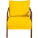 Kit 2 Poltronas Decorativas Confortáveis Para Sala Shine Suede Amarelo Pé Castanho - Clique E Decore