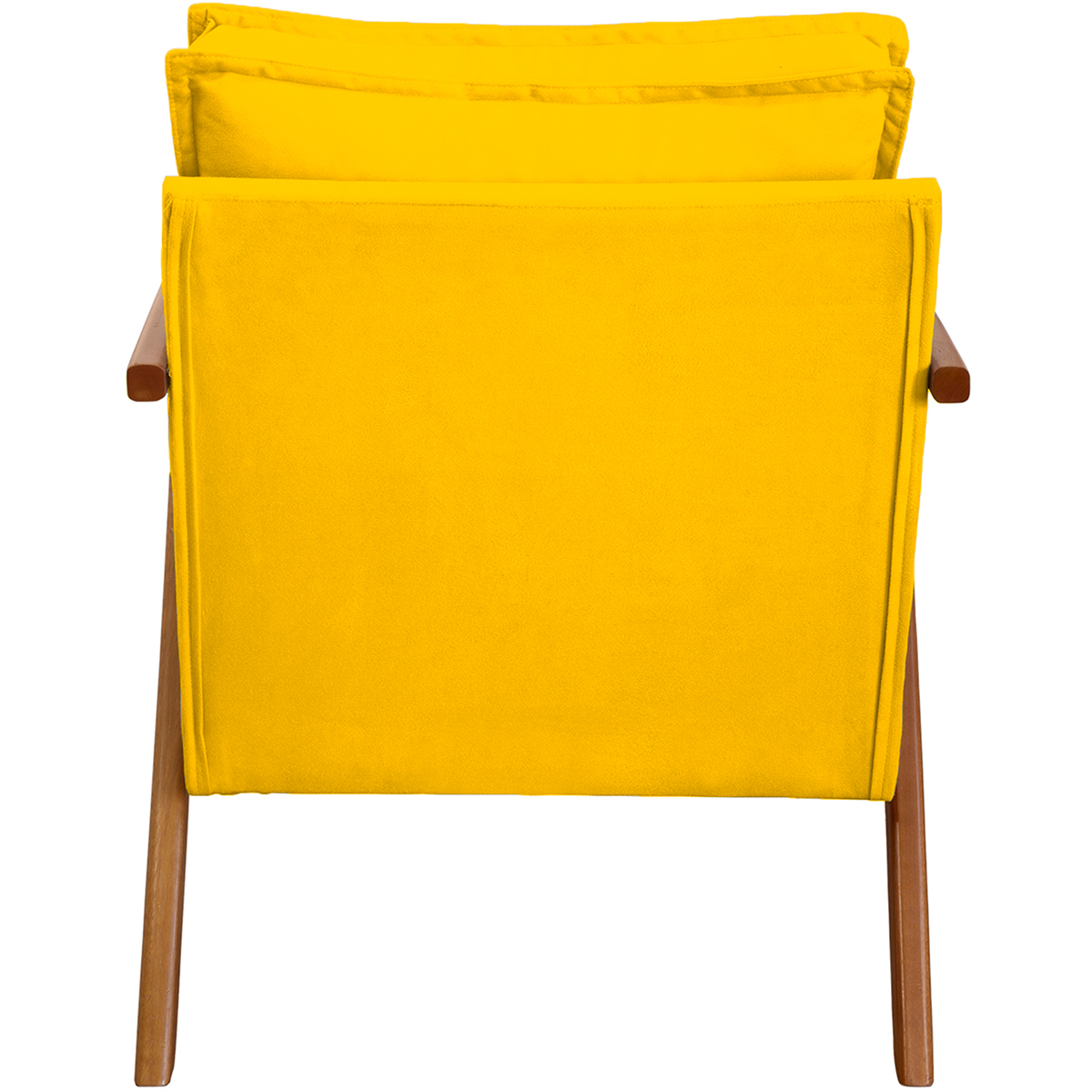 Kit 2 Poltronas Decorativas Confortáveis Para Sala Shine Suede Amarelo Pé Castanho - Clique E Decore