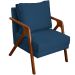 Kit 2 Poltronas Decorativas Confortáveis Para Sala Shine Suede Azul Marinho Pé Castanho - Clique E Decore