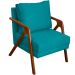 Kit 2 Poltronas Decorativas Confortáveis Para Sala Shine Suede Azul Turquesa Pé Castanho - Clique E Decore