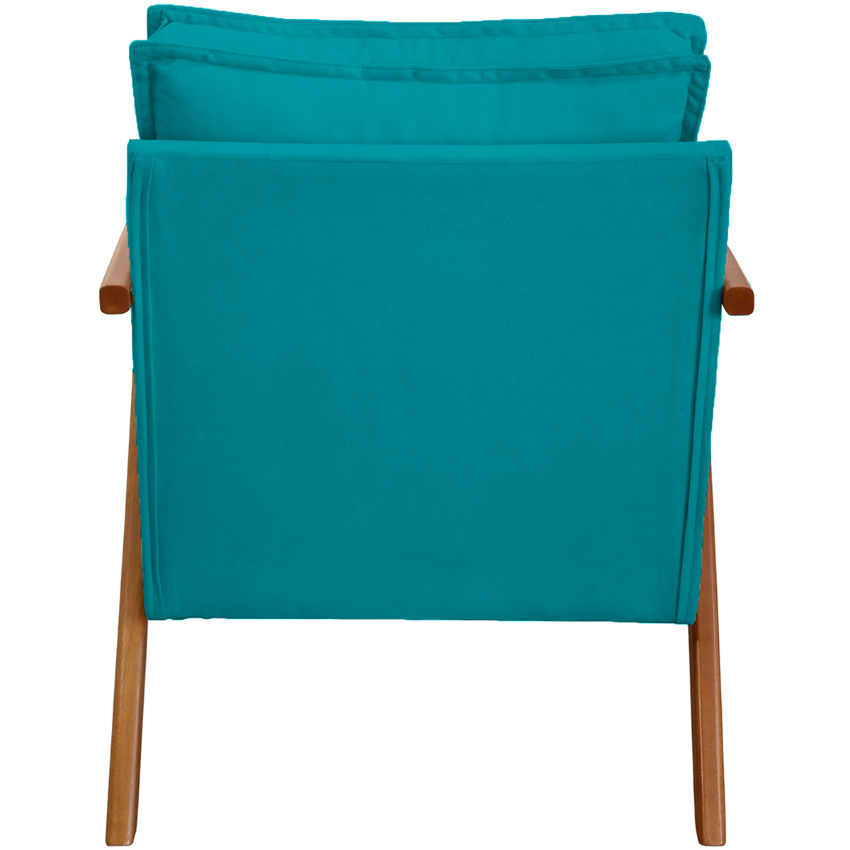 Kit 2 Poltronas Decorativas Confortáveis Para Sala Shine Suede Azul Turquesa Pé Castanho - Clique E Decore