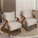 Kit 2 Poltronas Decorativas Confortáveis Para Sala Shine Suede Bege Pé Castanho - Clique E Decore