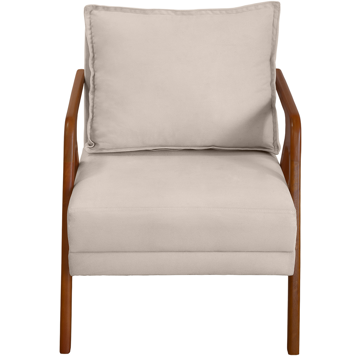 Kit 2 Poltronas Decorativas Confortáveis Para Sala Shine Suede Bege Pé Castanho - Clique E Decore