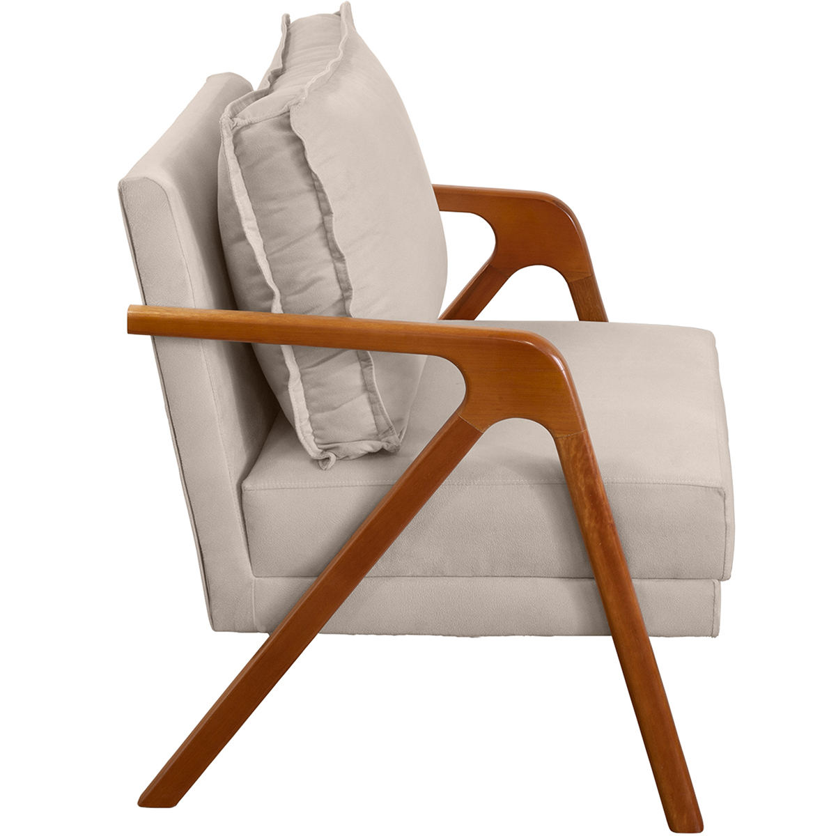 Kit 2 Poltronas Decorativas Confortáveis Para Sala Shine Suede Bege Pé Castanho - Clique E Decore