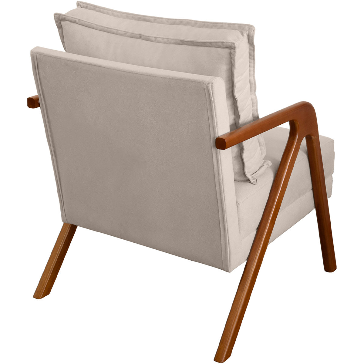 Kit 2 Poltronas Decorativas Confortáveis Para Sala Shine Suede Bege Pé Castanho - Clique E Decore