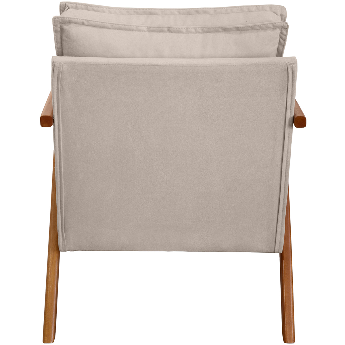 Kit 2 Poltronas Decorativas Confortáveis Para Sala Shine Suede Bege Pé Castanho - Clique E Decore