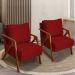 Kit 2 Poltronas Decorativas Confortáveis Para Sala Shine Suede Bordô Pé Castanho - Clique E Decore