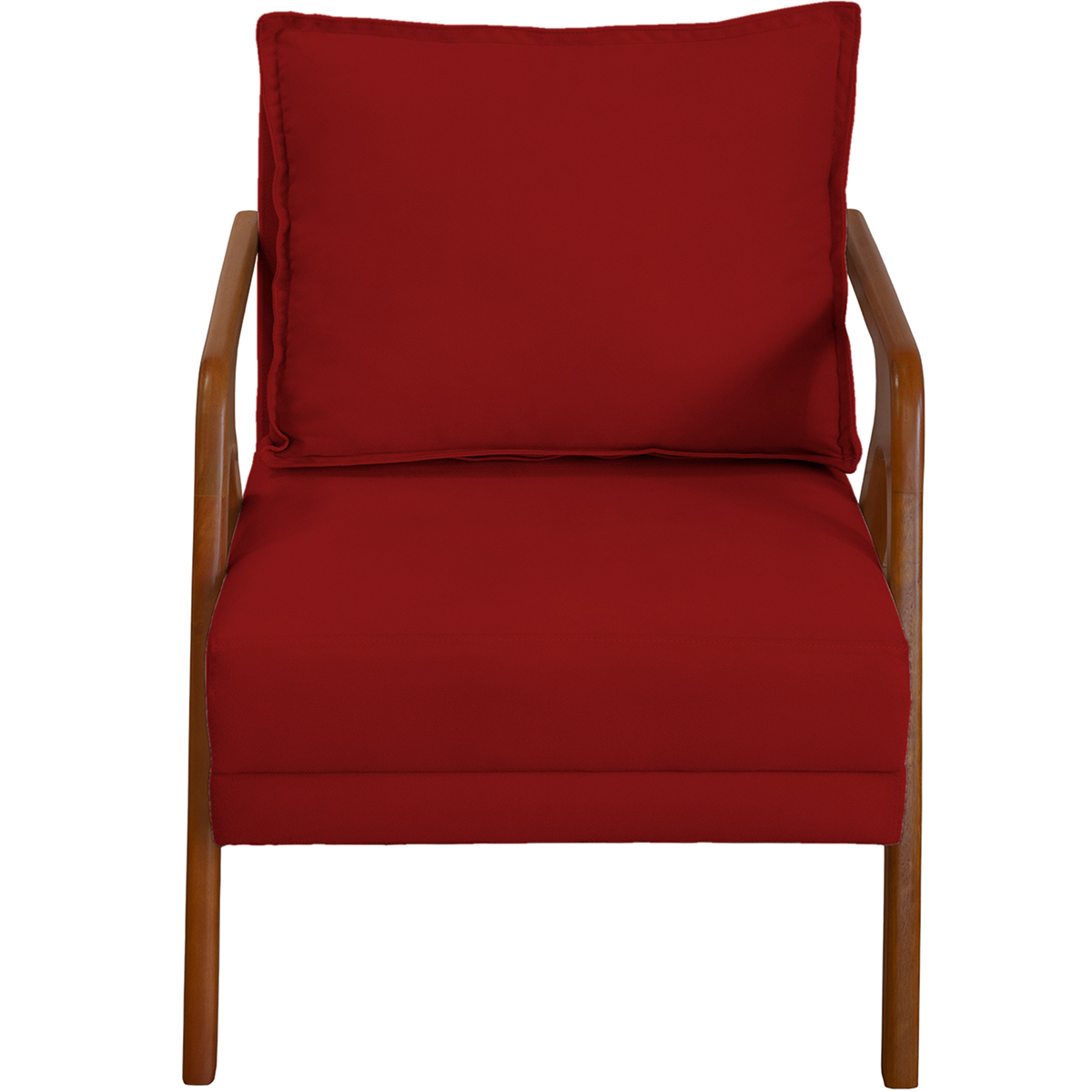 Kit 2 Poltronas Decorativas Confortáveis Para Sala Shine Suede Bordô Pé Castanho - Clique E Decore