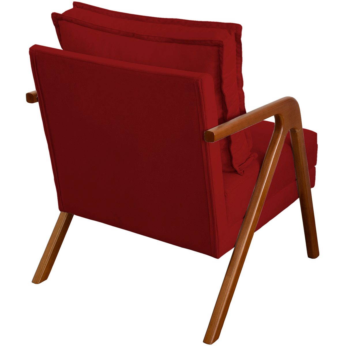Kit 2 Poltronas Decorativas Confortáveis Para Sala Shine Suede Bordô Pé Castanho - Clique E Decore