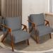 Kit 2 Poltronas Decorativas Confortáveis Para Sala Shine Suede Cinza Pé Castanho - Clique E Decore