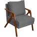 Kit 2 Poltronas Decorativas Confortáveis Para Sala Shine Suede Cinza Pé Castanho - Clique E Decore
