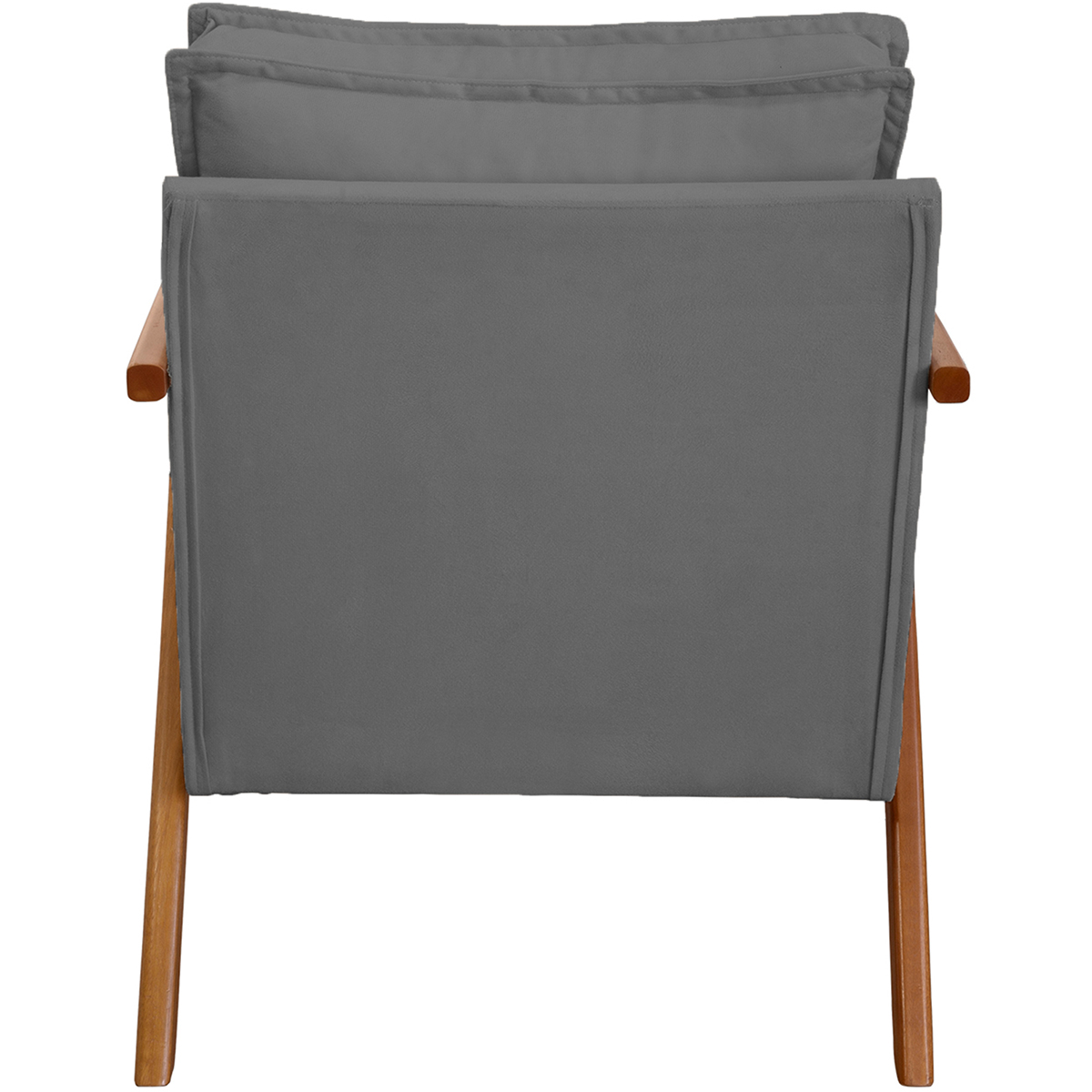 Kit 2 Poltronas Decorativas Confortáveis Para Sala Shine Suede Cinza Pé Castanho - Clique E Decore